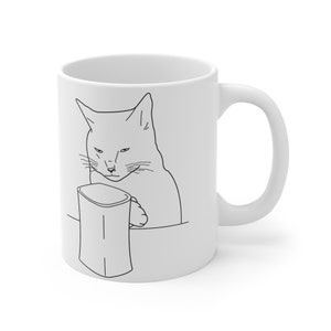 11oz 033ml Grumpy kitty coffee tea sarcastic mug cat gifts for cats lovers fuck off mug original design black & white pattern on both sides zdjęcie 1