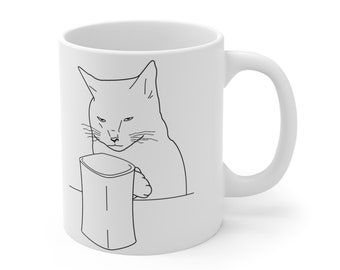 11oz 033ml Grumpy kitty coffee tea sarcastic mug cat gifts for cats lovers fuck off mug original design black & white pattern on both sides