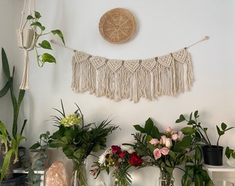 Boho Macrame Banner Garland Bunting Wall Hanging | Low-Waste Fiber Art Home Decor | Toronto Canada | Fun With Fibers