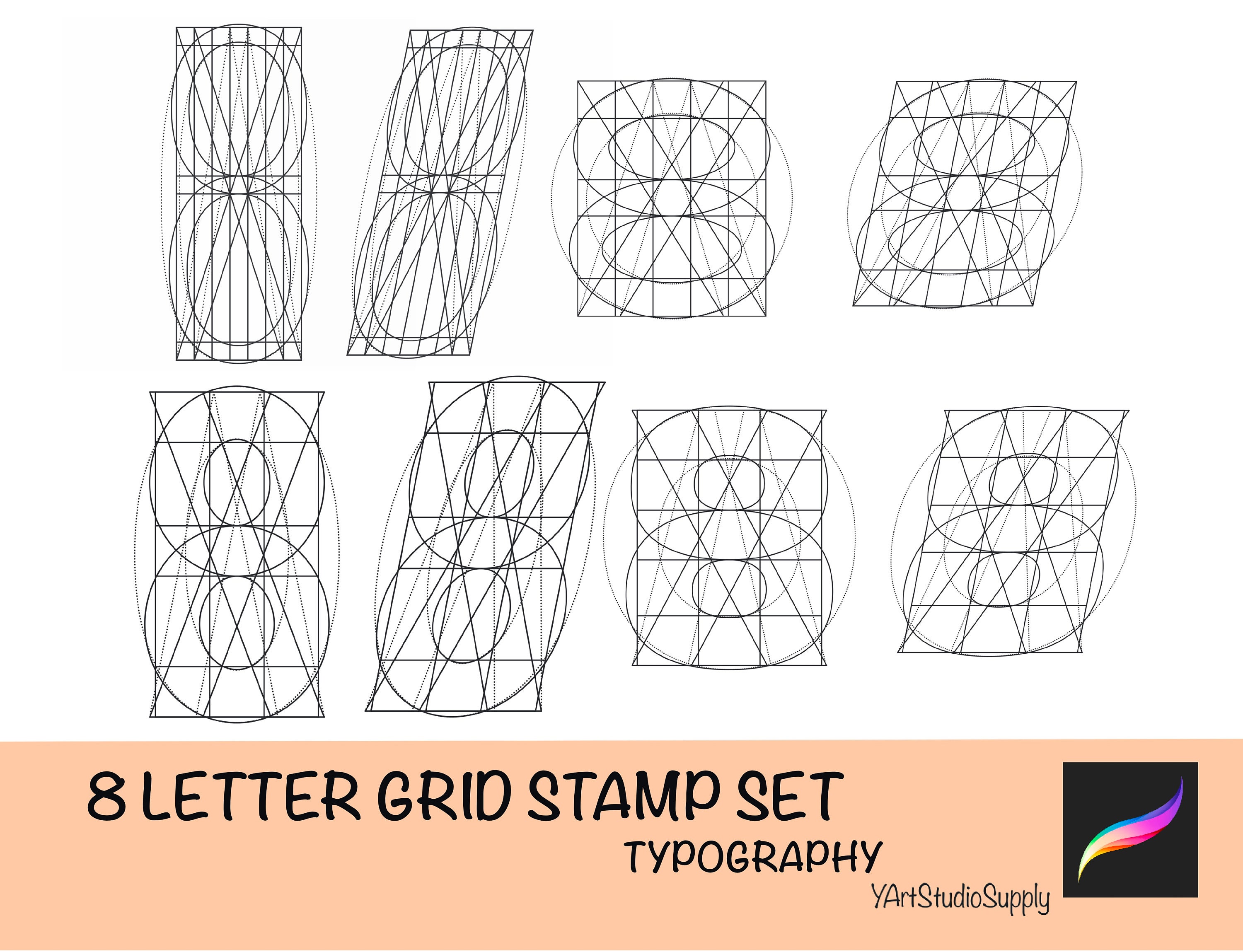 2023 Calendar grids stamps for Procreate By LettersClipArt