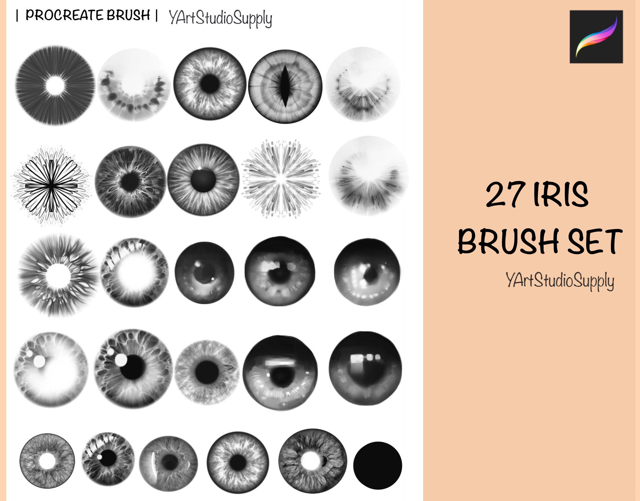 27 Iris Procreate Brushes Set Iris Eye Pupil Stamp Etsy