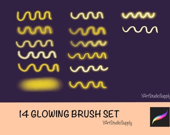 14 Glowing Pen Set | Procreate Brush Set