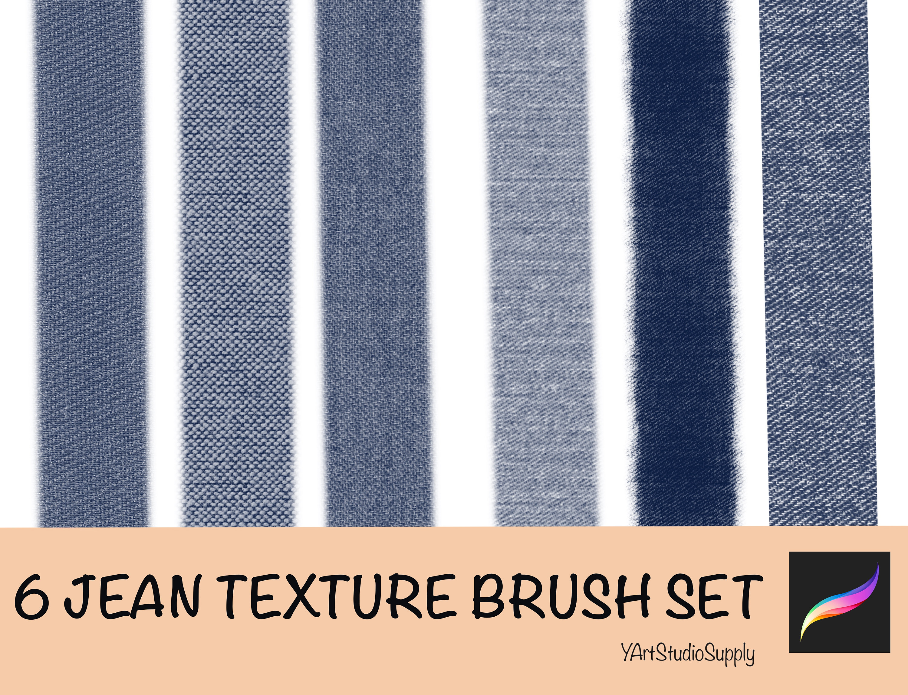 6 Jean Texture Procreate Brush Setfashion Fabric Pattern Etsy