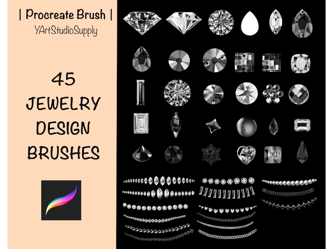 Procreate 45 Jewelry Design Brush, Gemstone and Chains Procreate ...