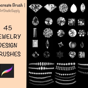 Procreate 45 Jewelry Design Brush, Gemstone and Chains | Procreate Drawing Assist