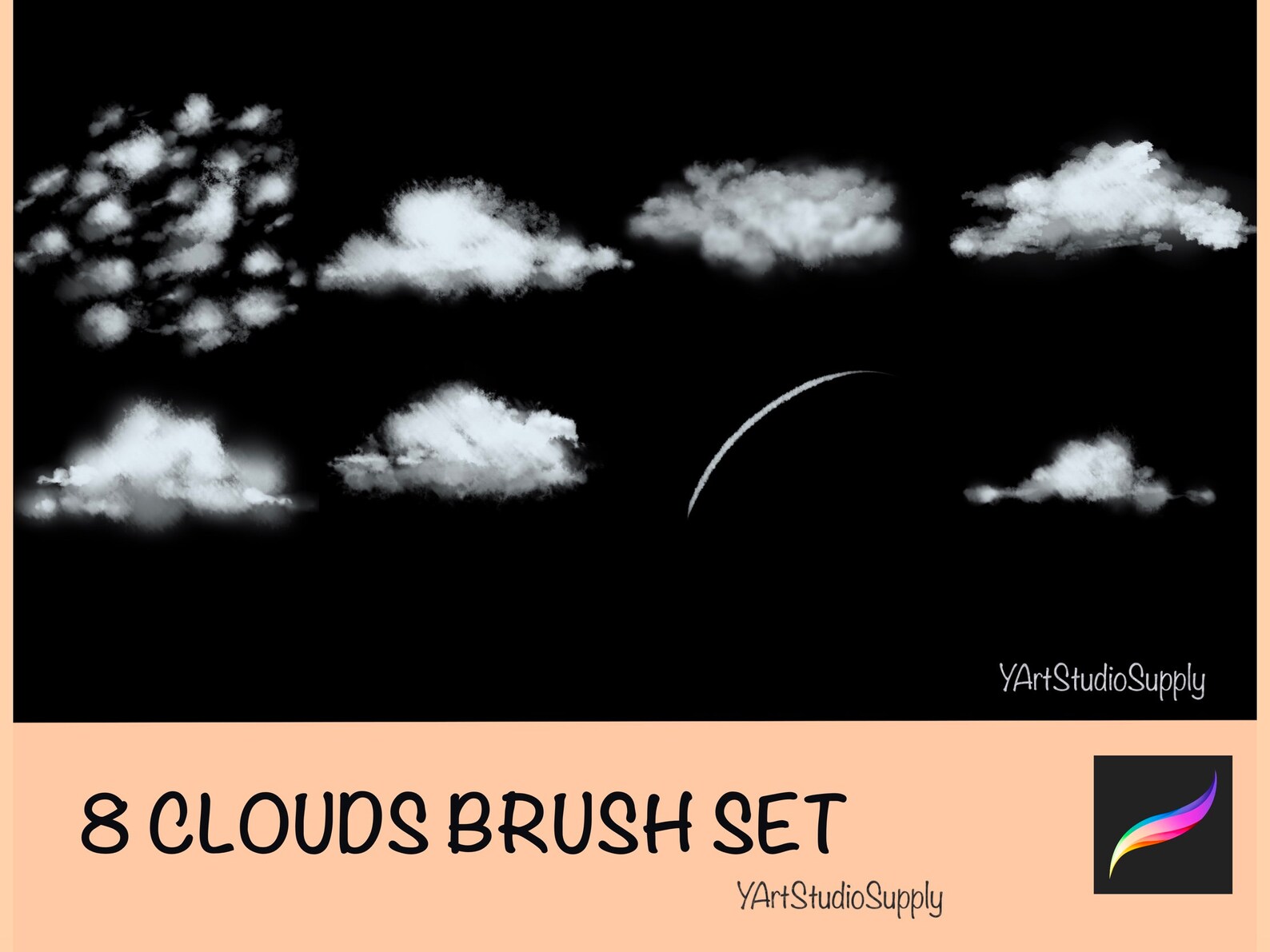 8 Cloud Stamp Brushes Procreate Brushes Etsy