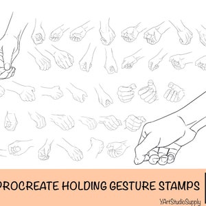 37 Holding Pose Hand Gesture Guide Stempels | Verschillende hoek hand stempel penseel set | Procreate tekenhulp