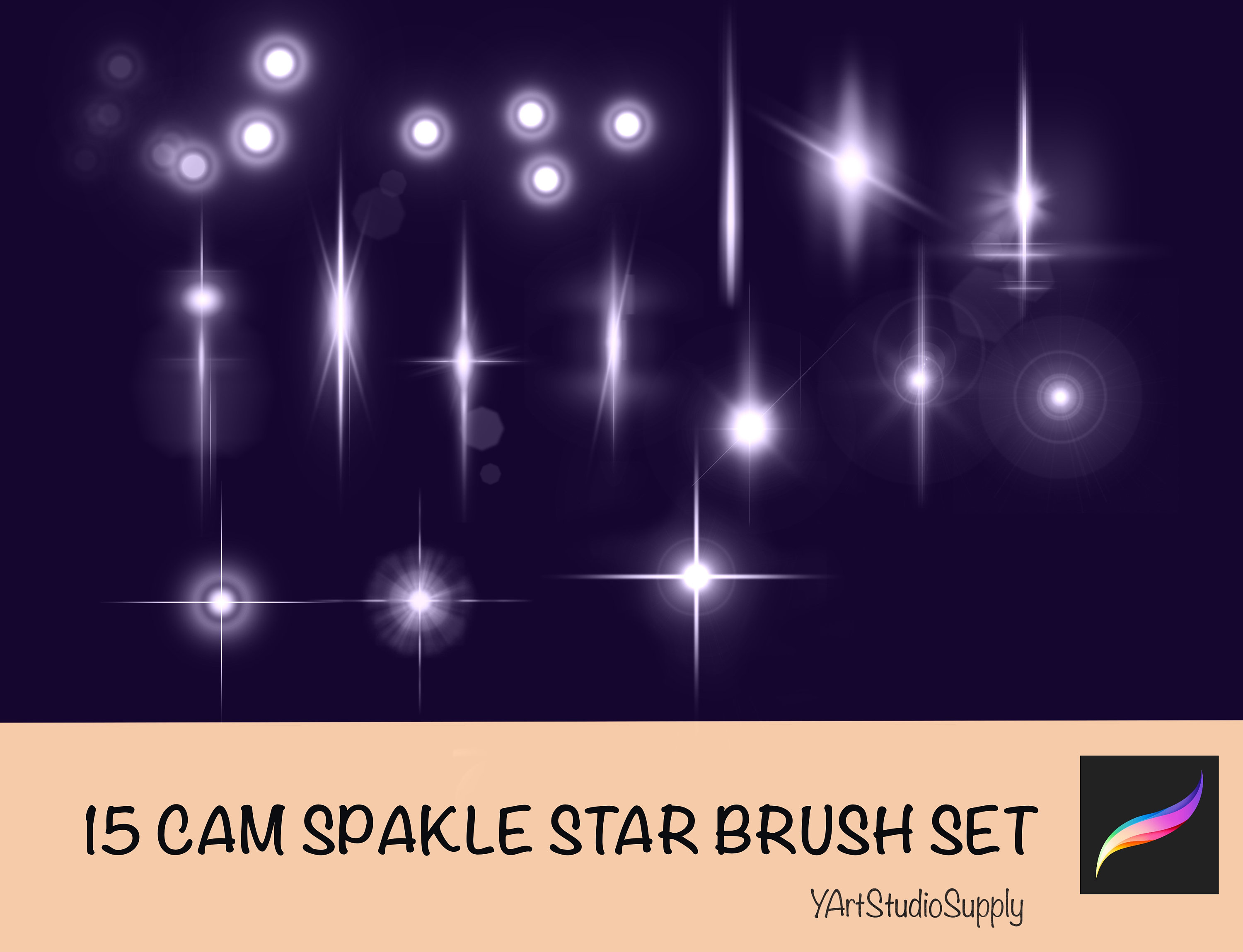 15 Cam Sparkle Star Procreate Brush Stamp Set Light Star Etsy UK