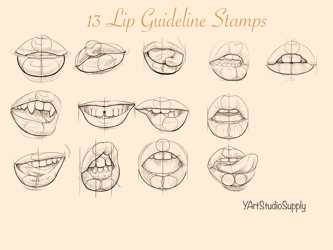 13 Procreate Lip Guide Brushes Set Guiding Lines Procreate Etsy