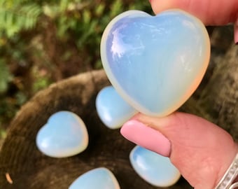 Mini crystal heart opalite, iridescent puffy love heart, heart shaped gemstone, fire opal heart, two tone crystals, crystal gift