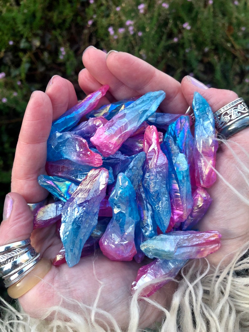 Cotton candy angel aura quartz / mini crystal cluster / spirit Etsy