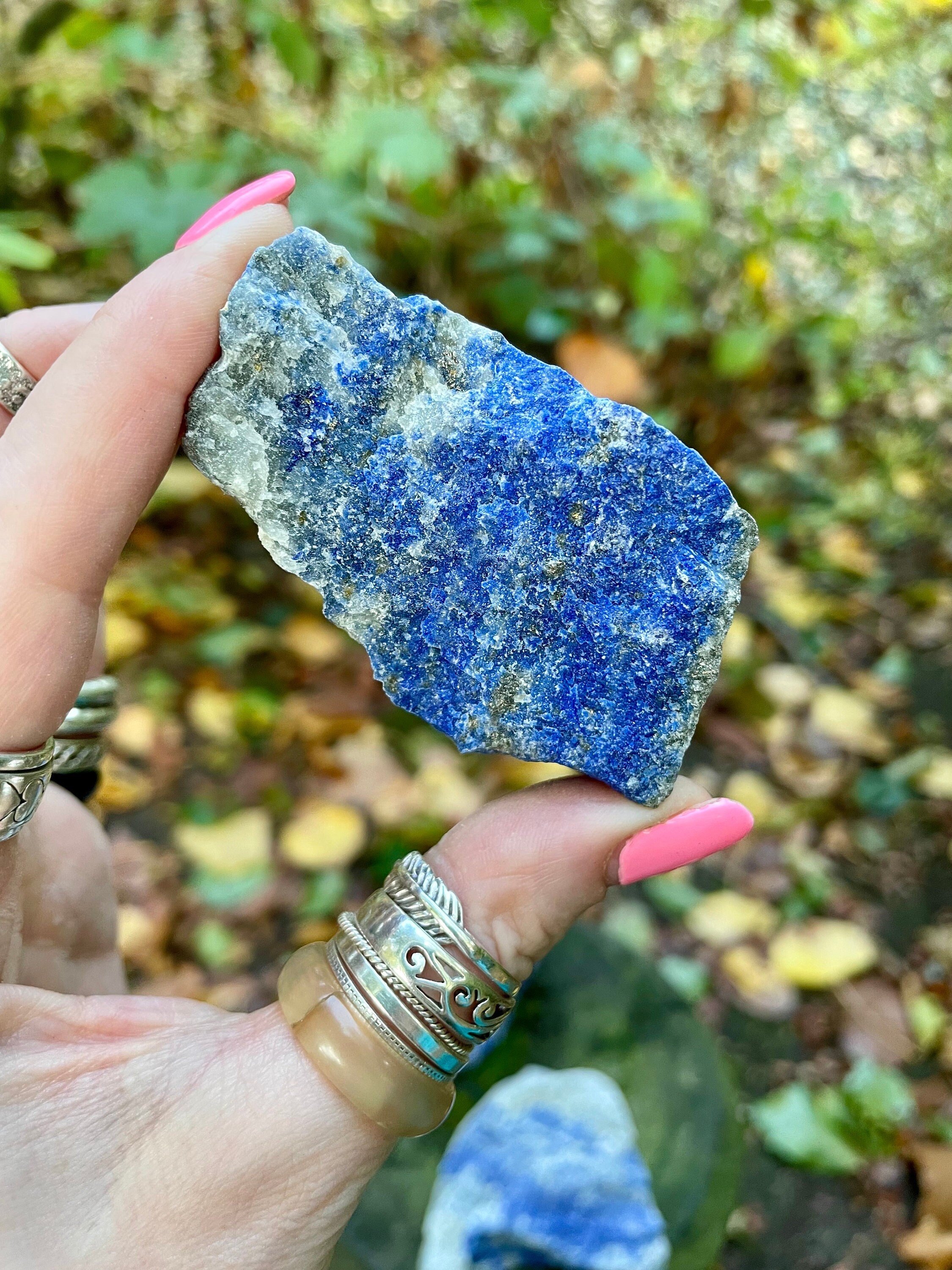 Lapis Lazuli Natural Raw Crystal, Rough Crystal Piece, Blue & Gold