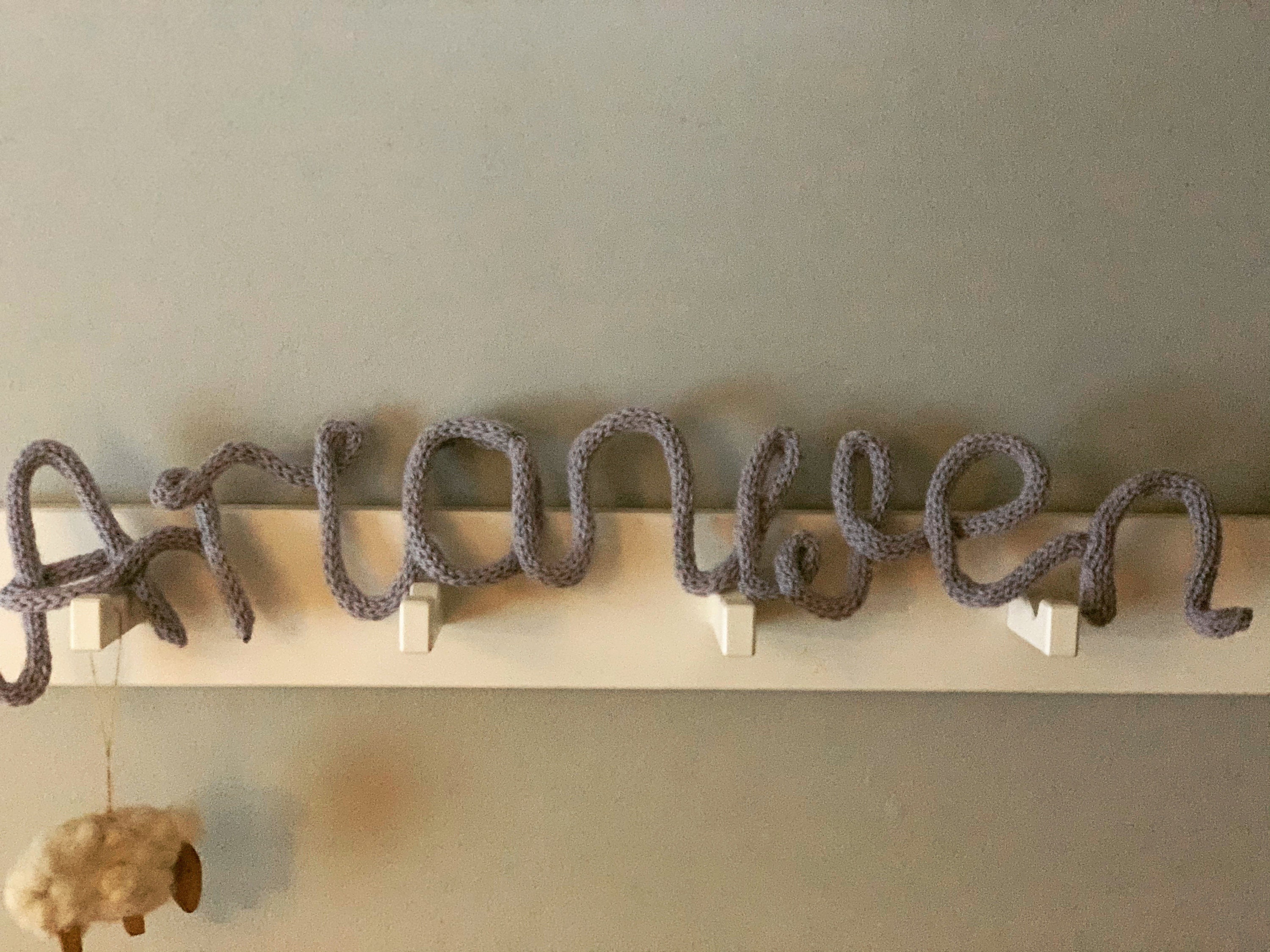 Personalised knitted writing knitted wall art knitted Etsy