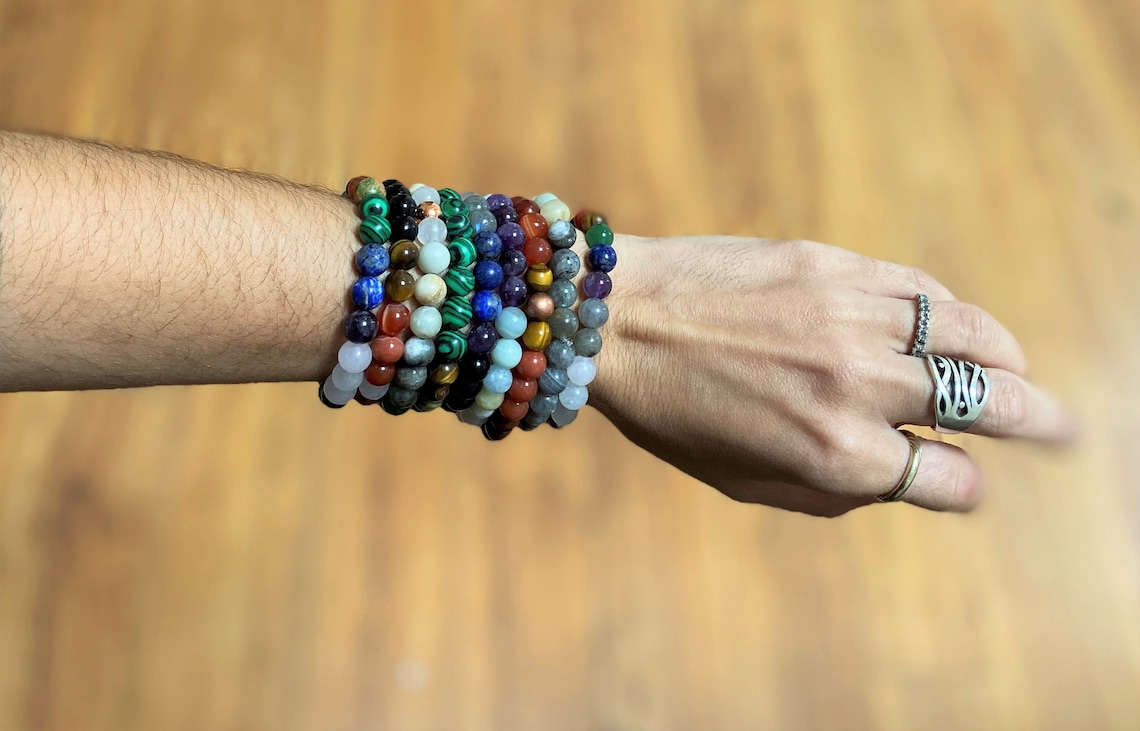 Holistic Health Bracelet 8MM Elastic Genuine Gem Bead Bracelet Etsy