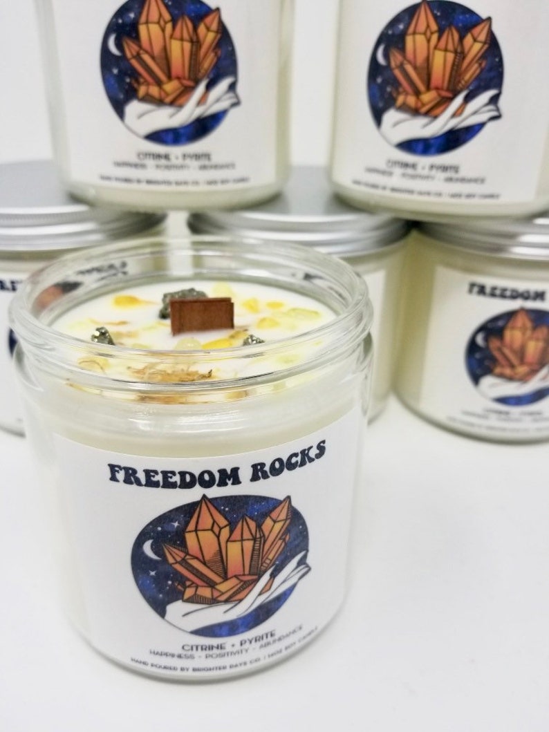 Freedom Rocks Crystal Candles // Intuitive Intentional Candles Etsy
