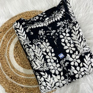 Kurta/Kurti in cotone lavorato a mano in stile dritto per le donne Chikankari Kurta 1 pezzo set