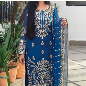 Beautiful Pakistani Pure Shantoon Party Wear Un-stitched Salwar Kameez Dress Material
