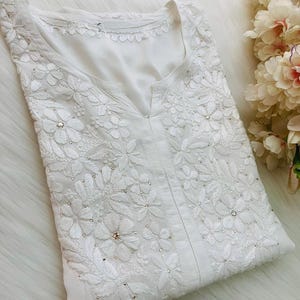 lavoro di pollo in modal morbido stile dritto Kurta/Kurti per donna Chikankari Kurta set da 1 pezzo