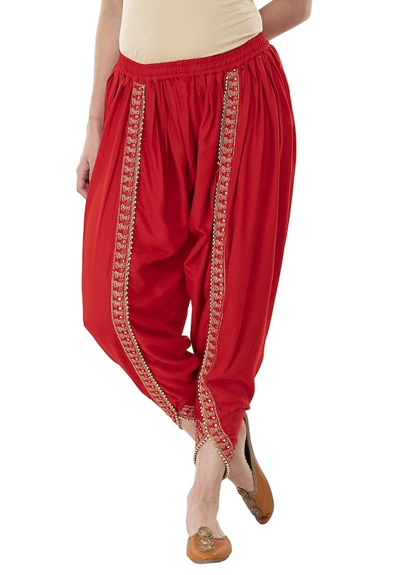 Buy Present Indian Women Dhoti Pants Pleated Harem Patiala Style for Women  India Clothing Free Size (28 Till 34) Printed Dhoti Red Color at Amazon.in