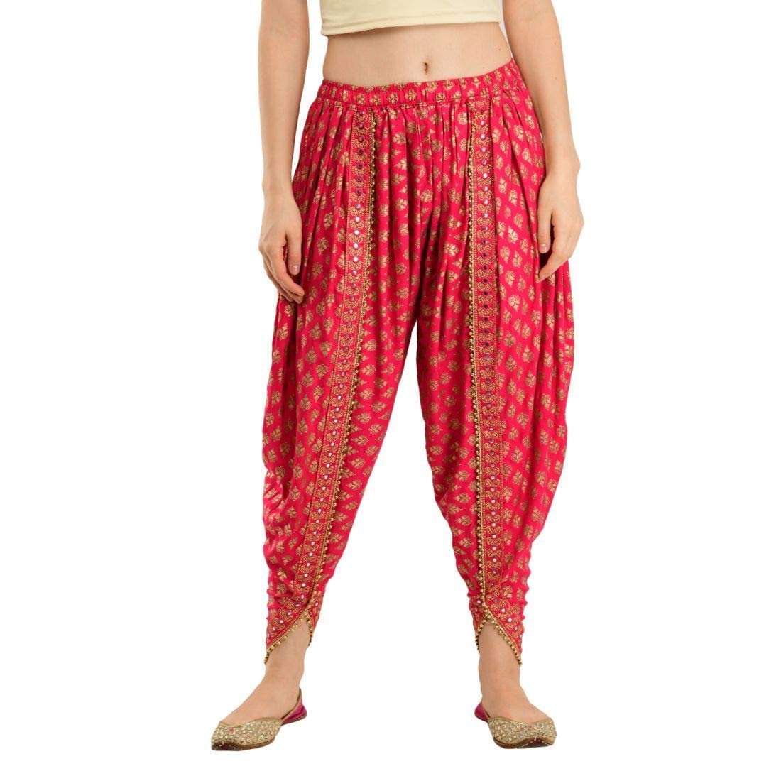 Buy Go Colors Women Solid Teal Viscose Harem Dhoti Pants Online