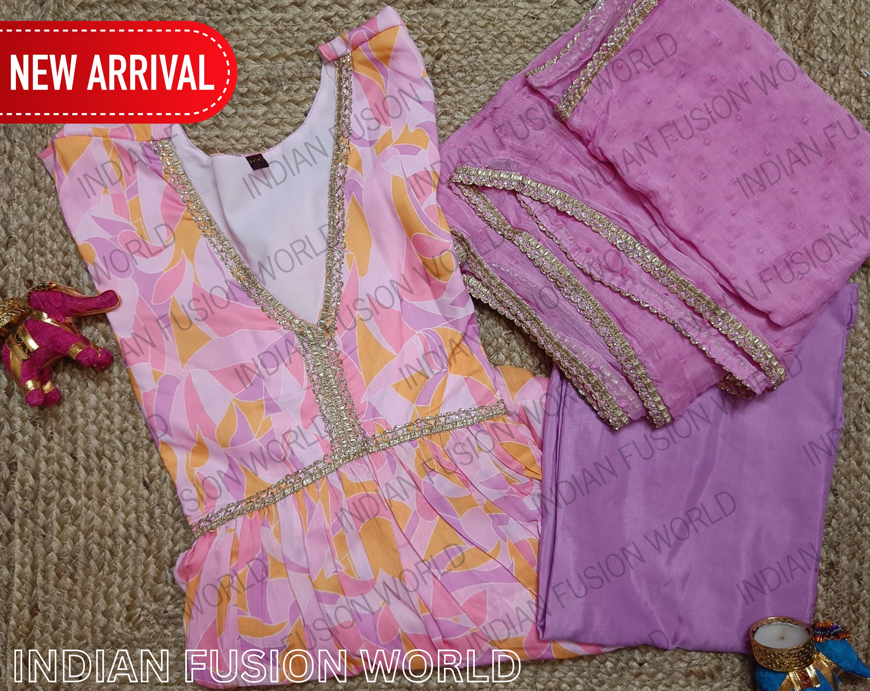 Mehandi Muslin Floral Printed Sequins Embellished Kurti Pant Set – Meena  Bazaar