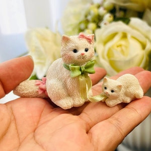 miniature small cute cat 3d 2 cavity food polymer clay resin jewelry soap   mold mould silicone embed making  pastry baking jewellery