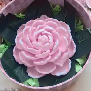 realistic 3d peony rose with leaves  flower floral soap candle clay resin silicone mold mould christmas melt and pour soap making