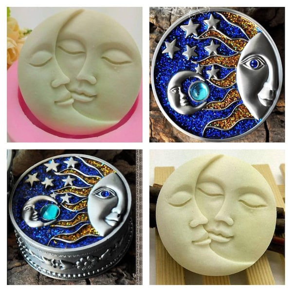 Motif oriental soleil lune visage déesse mandala spirituel art moule moule silicone savon bougie résine faire fondre et verser aimant en pâte polymère bricolage