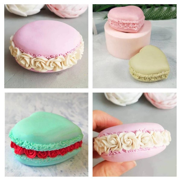 Coeur et forme ronde roses roses macarons français macaron moule moule pâtisserie silicone bougie savon nourriture pâtisserie cuisson mp cp faire fondre et verser