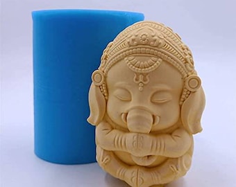 2 sizes same design ganesh ganesha ganpati indian elephant spiritual meditation rekhi mold mould silicone soap candle resin clay goddess