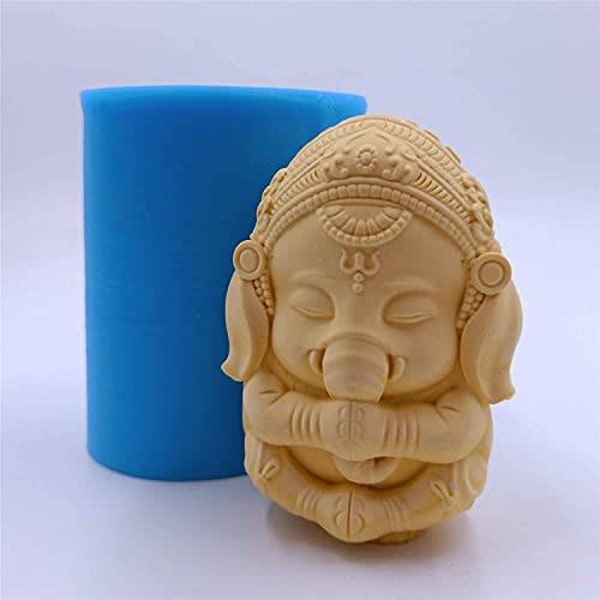 2 sizes same design ganesh ganesha ganpati indian elephant spiritual meditation rekhi mold mould silicone soap candle resin clay goddess