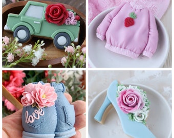 Handmade artisan designer truck strawberry sweater shorts shoe silicone mold mould floral unique molds melt and pour soaps