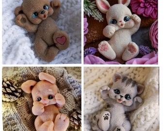 2d cute teddy bear, bunny rabbit , cat  soap making candle silicone designer mold mould design melt and pour flower clay resin craft