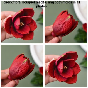 Moule en silicone fait main 3D réaliste fleur d'amaryllis savon floral bougie argile moule en résine Noël faire fondre et verser du savon fabrication de bouquets