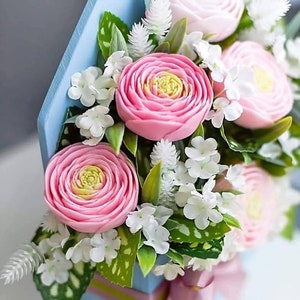 Molde de silicona de resina de arcilla para velas de jabón con flores de peonía y rosas pequeñas, molde para hacer jabón de Navidad para derretir y verter