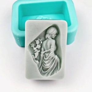 Beautiful lady cherry blossom flowers  mold mould silicone soap candle resin melt and pour polymer clay yoga