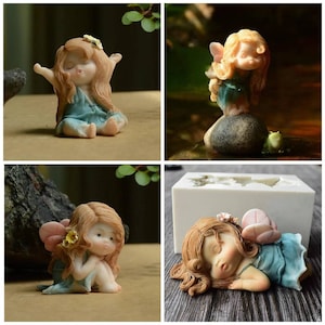 3d fairy floral  angel figurine  baby candle mould silicone melt and pour craft supplies christmas candle clay figure handmade