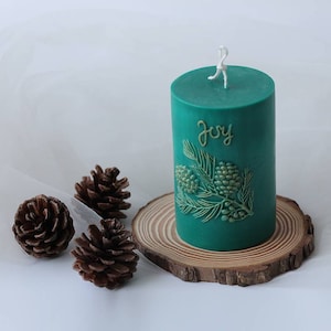3d Joy wording  shape Piller cylindrical candle making mold silicone designer mold mould Christmas wedding anniversary