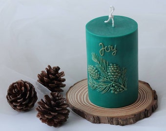 3d Joy wording  shape Piller cylindrical candle making mold silicone designer mold mould Christmas wedding anniversary