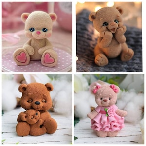 3d cute teddy bear soap making candle silicone designer mold mould floral rose roses design melt and pour flower clay resin craft