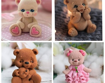 3d cute teddy bear soap making candle silicone designer mold mould floral rose roses design melt and pour flower clay resin craft