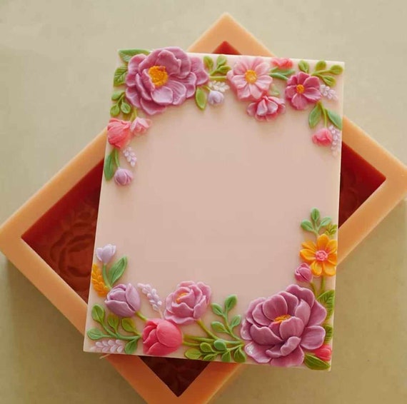 Beautiful exquisite floral flower  large loaf silicone mold soap designer artisan soaps molds mould