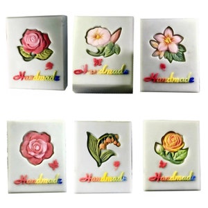 Carved floral rose Lily tulips  flowers royal rectangular shape soap mold candle mould silicone melt and pour craft supplies christmas