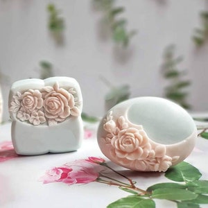 Carved floral rose Lily  flowers royal rectangular shape soap mold candle mould silicone melt and pour craft supplies christmas