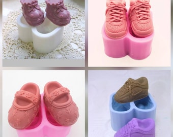 baby shoe shoes booties sneakers baby shower soap mold candle mould silicone melt and pour craft supplies unique designer resin casting