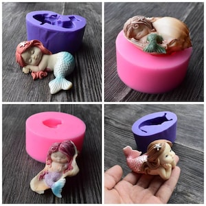 Cute Mermaid  sell sea life ocean  soap mold candle mould silicone melt and pour craft supplies christmas designer aquarium Ocean