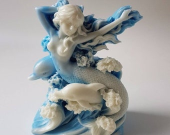 Mermaid 2d Aphrodite dolphin sea soap mold candle mould silicone melt and pour craft supplies dolphins ocean clay resin casting designer