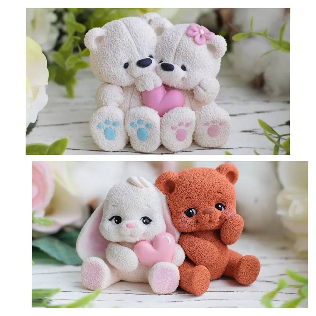Custom J195 Hot Selling DIY Gift Soy Wax 3D Bear Candle Mould Handmade Cute  Bear Silicone Mold factory and manufacturers