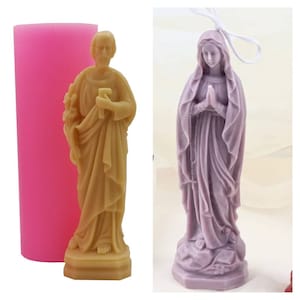 3d Virgin mother Mary and Jesus Christ prayer standing portrait soap candle clay wax cement  silicone mold mould christmas sculpture