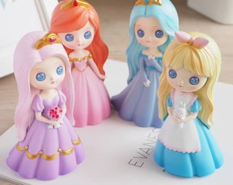 Molde de muñeca princesa 3D, molde de silicona para jabón, vela derretida y vertida, fundición de resina, manualidades DIY